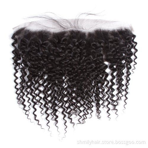 13x4 Swiss Lace Frontal Pre Plucked Virgin Mongolian Kinky Curly Hair 4x4 2x6 5x5 13x6 6x6 7x7 360 Lace Frontal With Baby Hair
